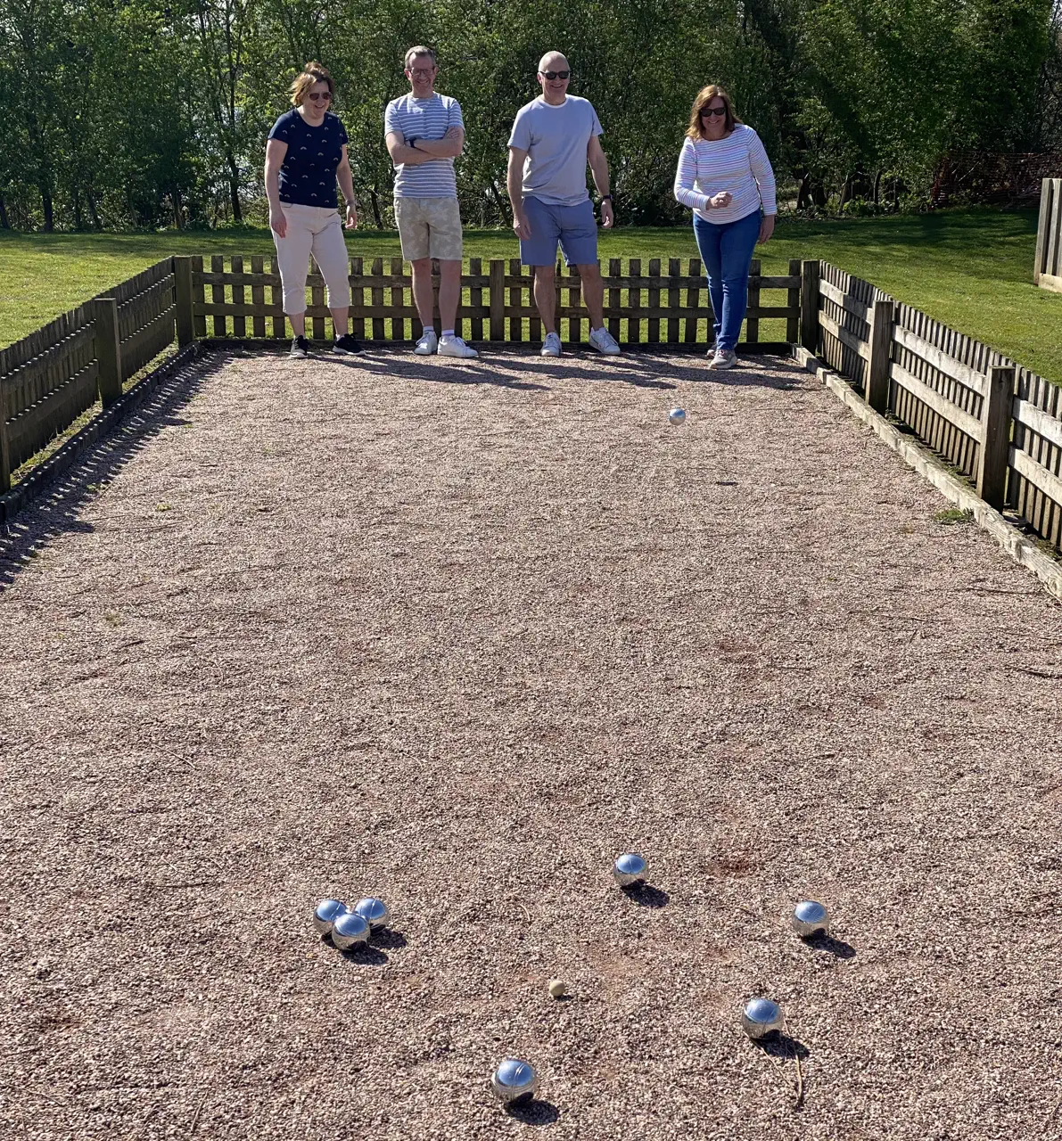 The boules piste at Cotswold Lake Lodges