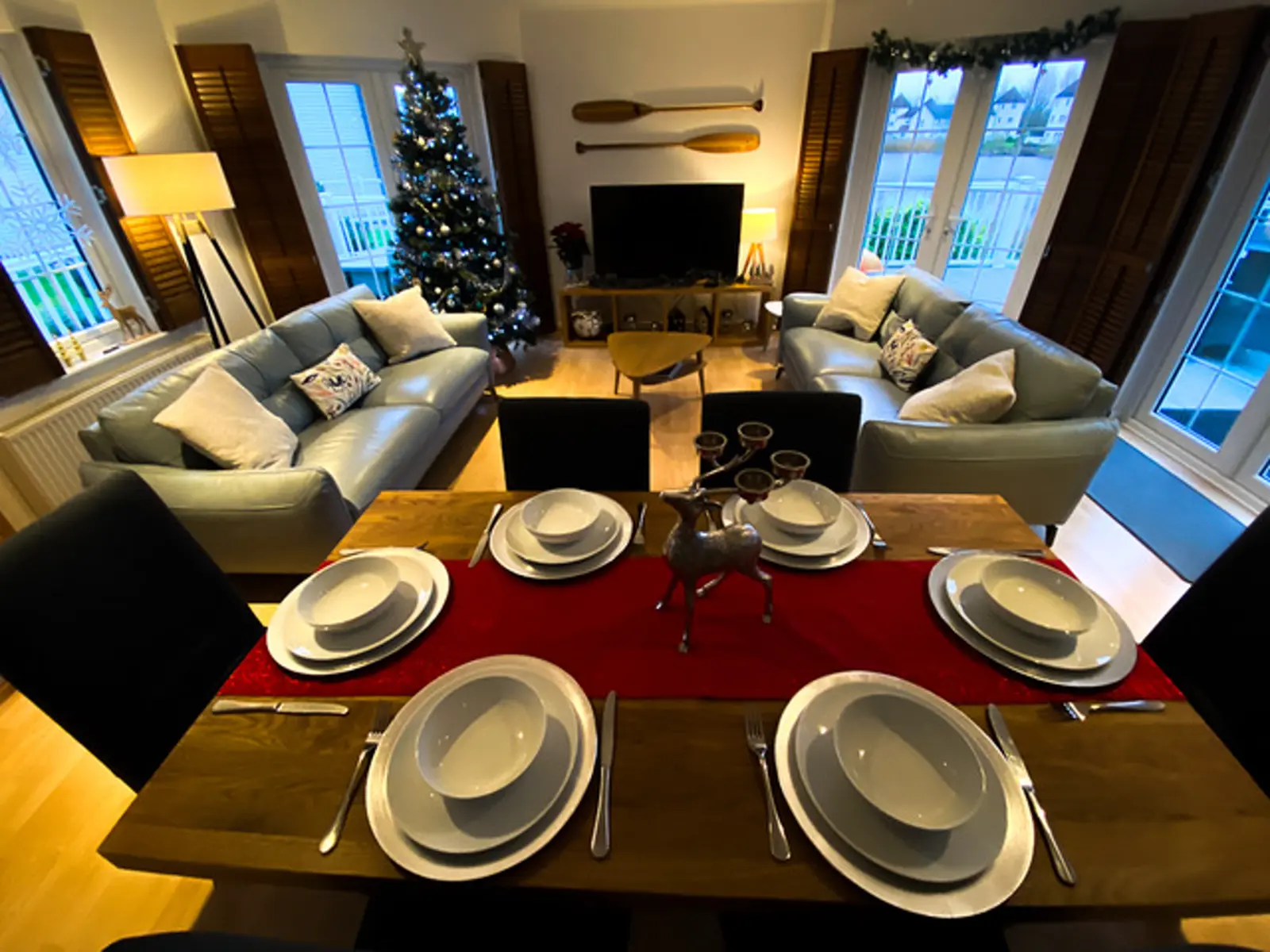 Christmas dinner laid out at Grey Heron Lodge