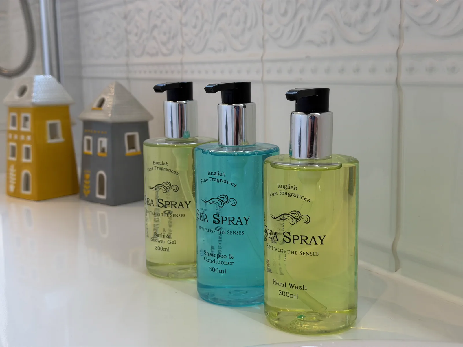 Bathroom amenities styled at Grey Heron Lodge