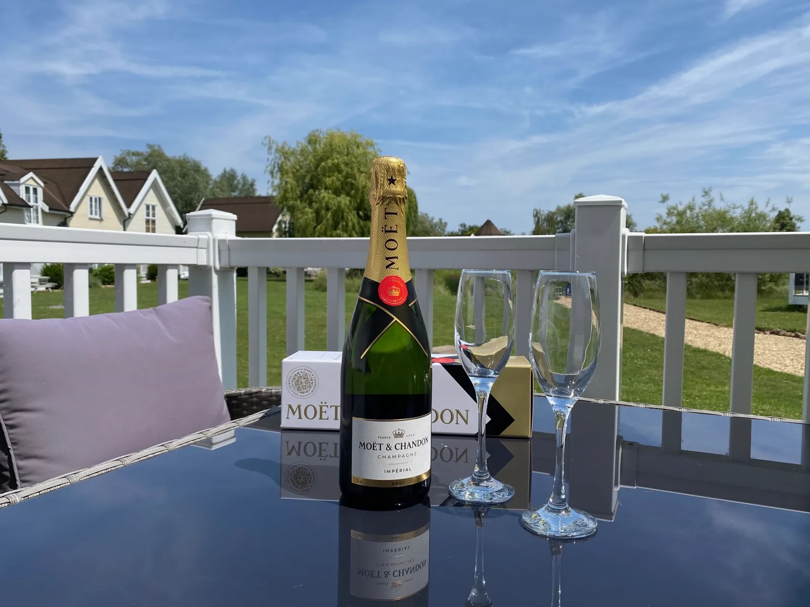 Champagne ready for a special stay at Green Woodpecker Lodge